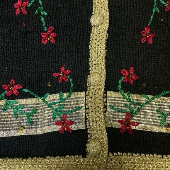 Designers Originals Studio Joy Size 1X Christmas Embroidered Sweater Vest Beads - Picture 7 of 10